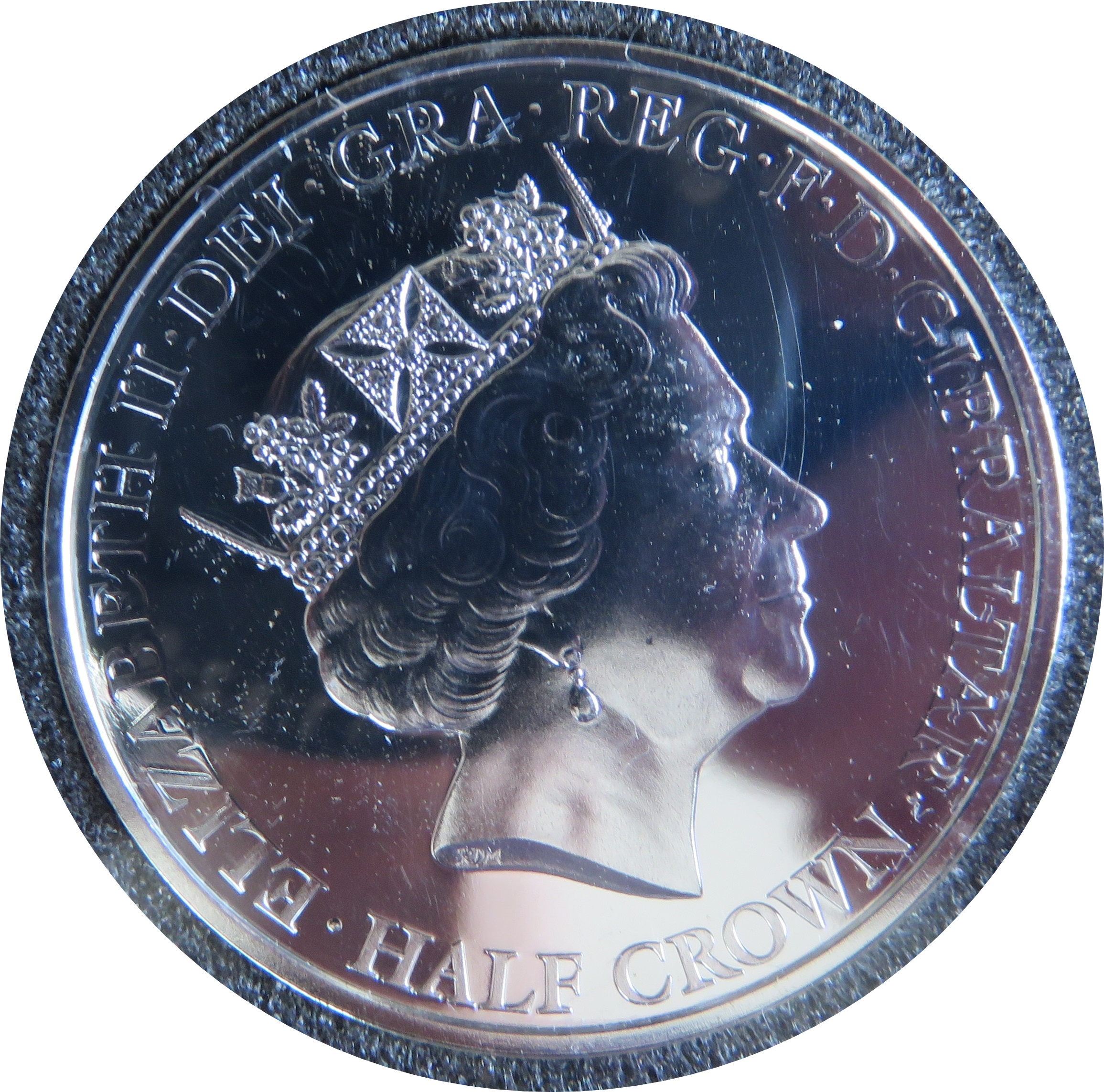 Gibraltar ½ Crown - Elizabeth II 90th Birthday; Silver plated obverse