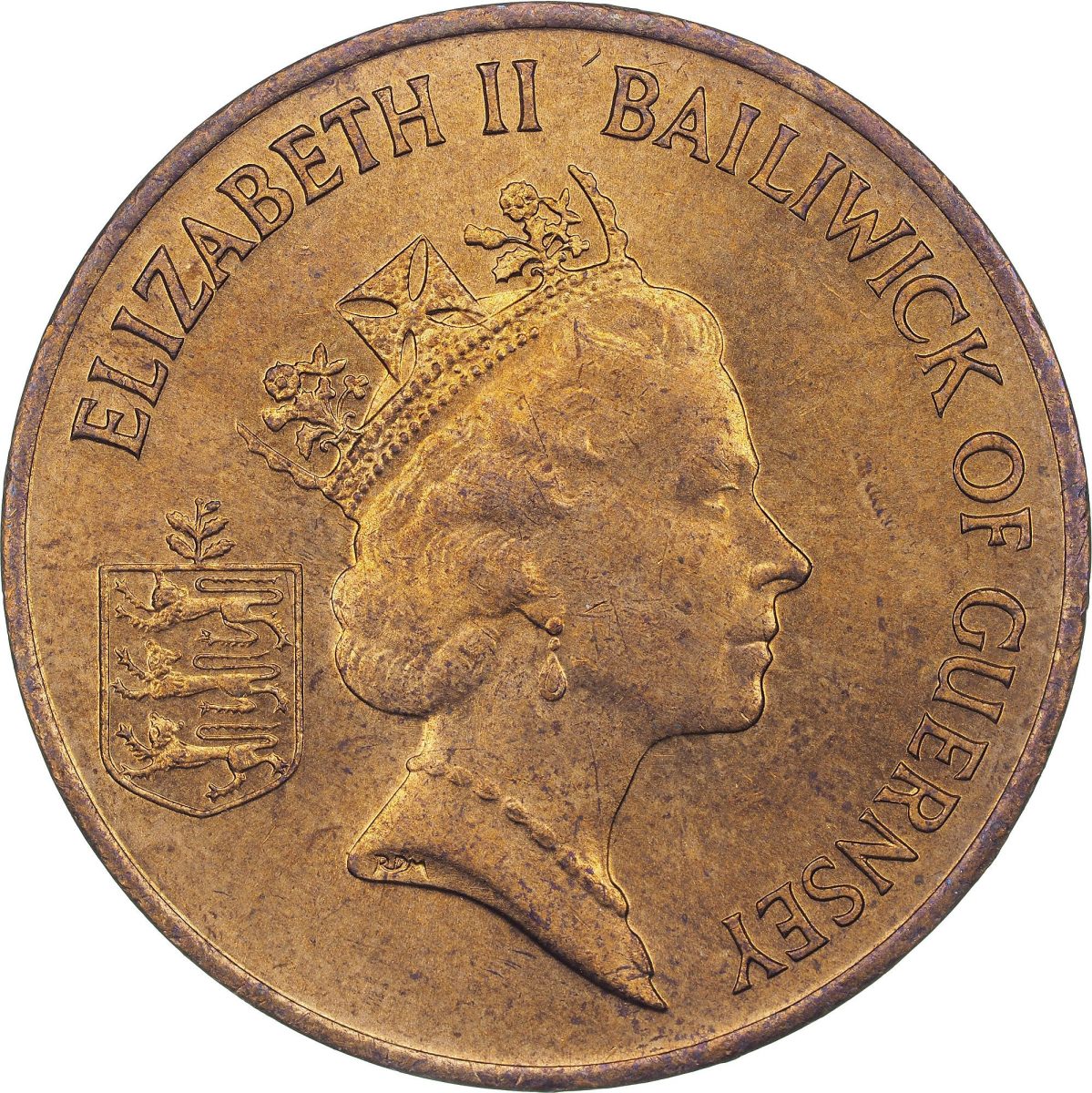 Guernsey 2 Pence - Elizabeth II 3rd portrait; non-magnetic FAO obverse
