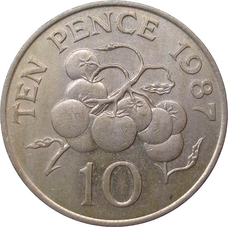 Guernsey 10 Pence - Elizabeth II 3rd portrait; large type FAO