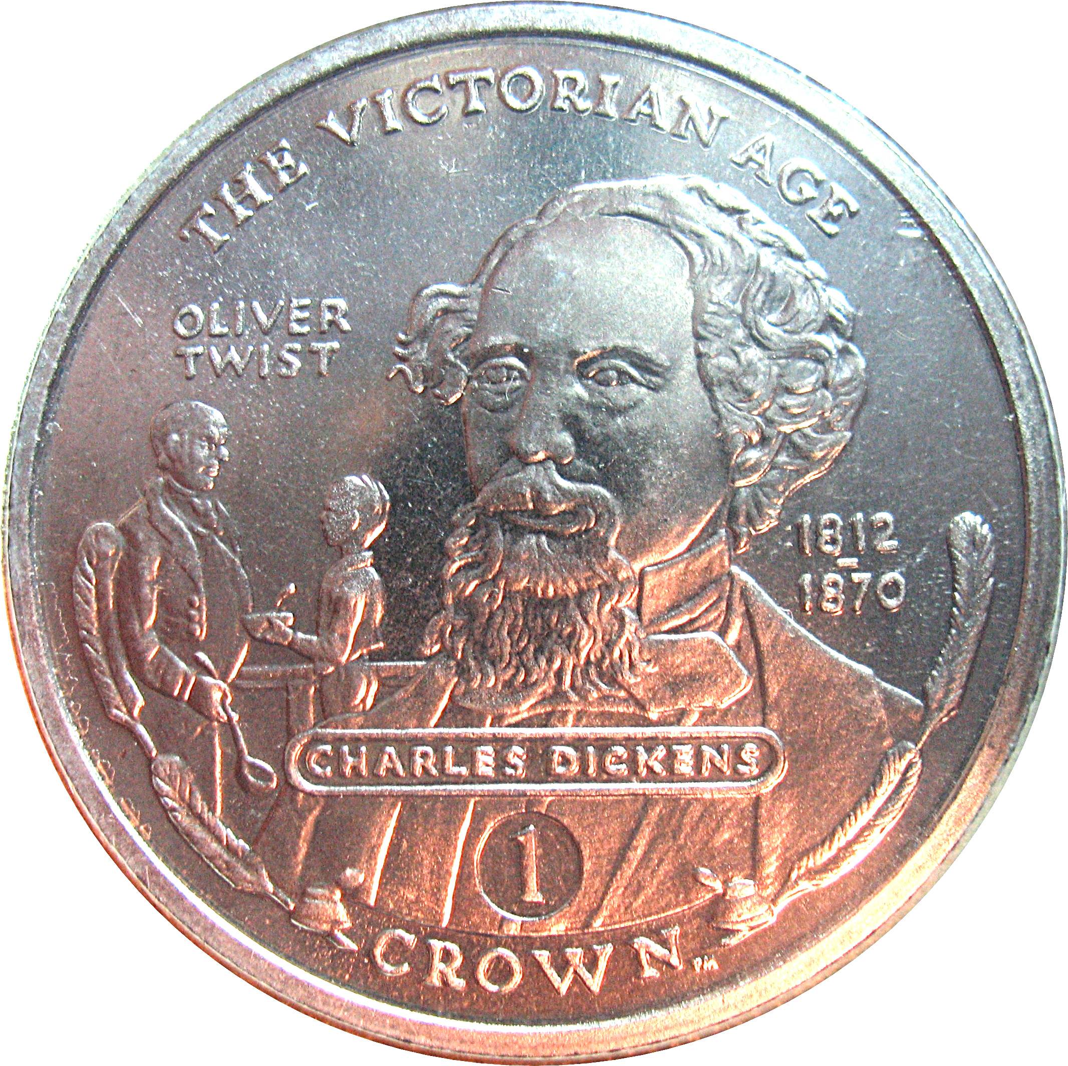 Gibraltar 1 Crown - Elizabeth II Charles Dickens reverse