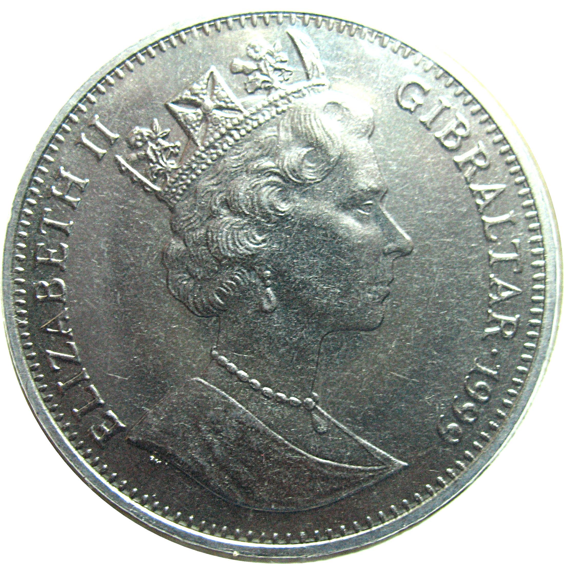 Gibraltar 1 Crown - Elizabeth II Franklin D. Roosevelt obverse