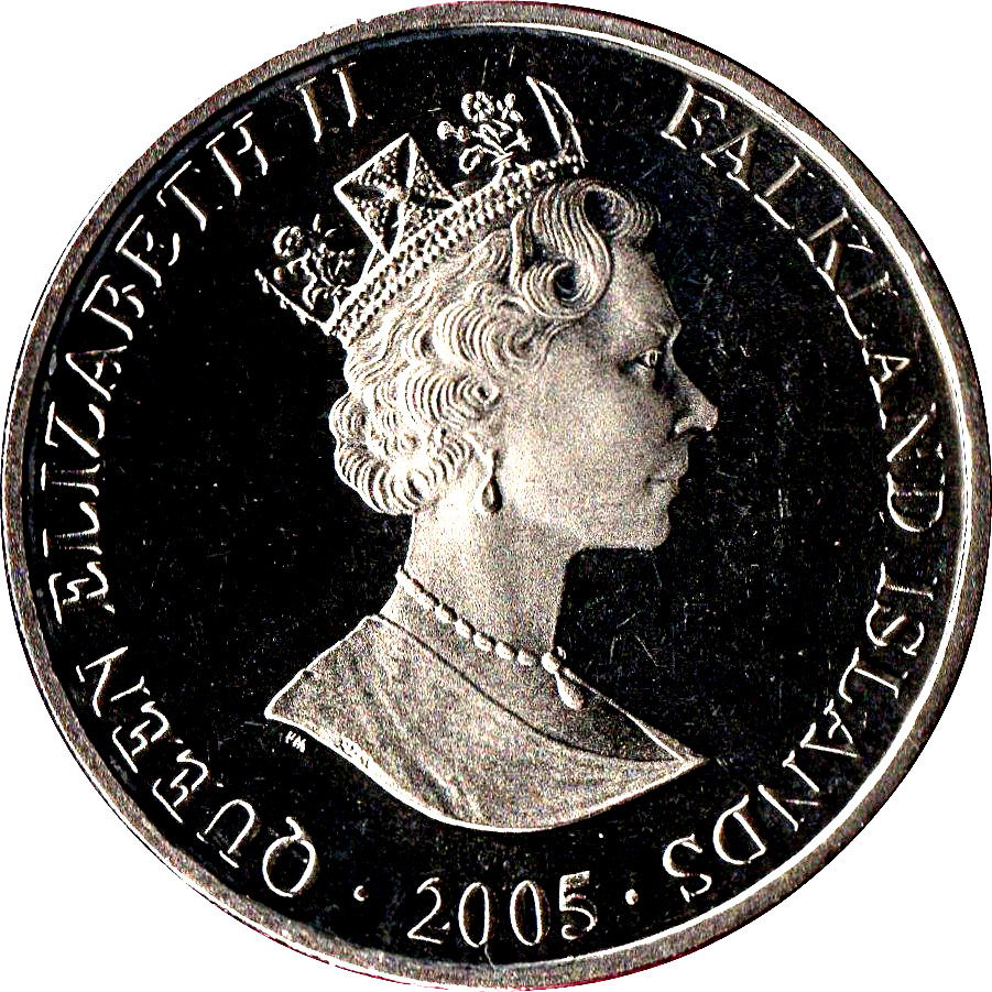 Falkland Islands 1 Crown - Elizabeth II Wedding Charles - Camilla obverse