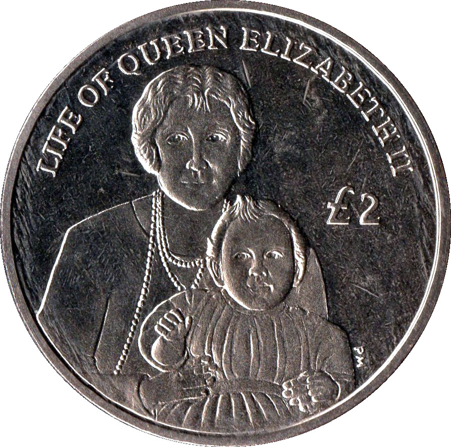 South Georgia and the South Sandwich Islands 2 Pounds Diamond Jubilee - Queen Mother with infant Elizabeth II