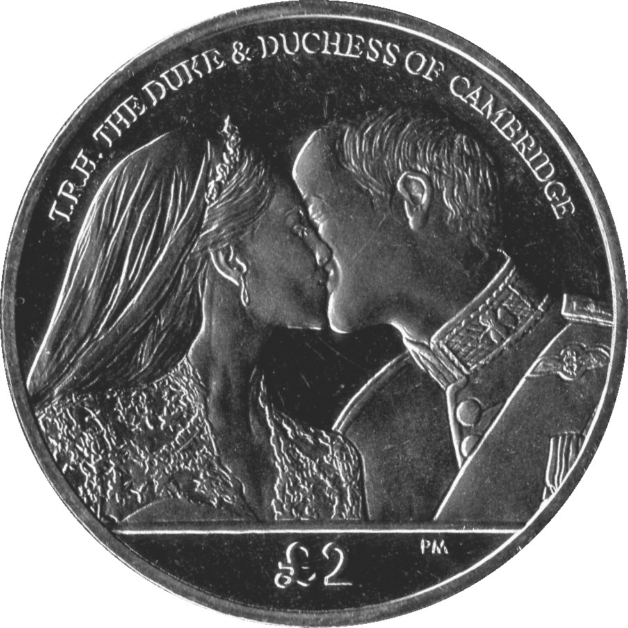 South Georgia and the South Sandwich Islands 2 Pounds - Elizabeth II 1st Wedding Anniversary William and Kate