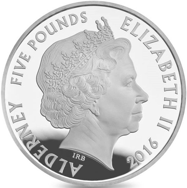 Alderney 5 Pounds - Elizabeth II 1966 FIFA World Cup; Silver obverse