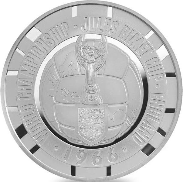 Alderney 5 Pounds - Elizabeth II 1966 FIFA World Cup; Silver