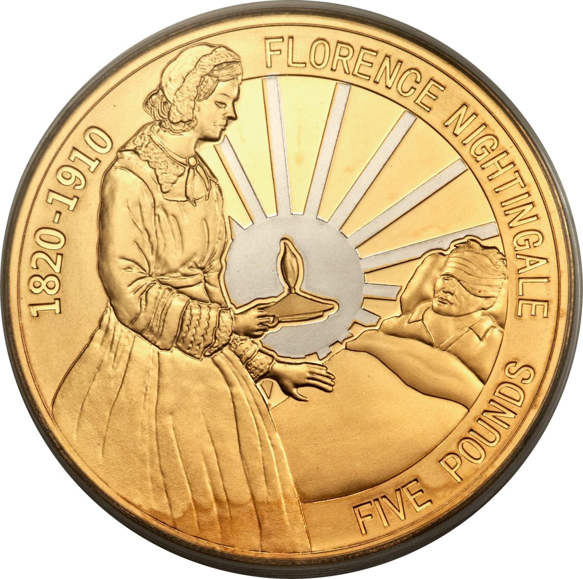 Guernsey 5 Pounds - Elizabeth II 4th portrait; Florence Nightingale