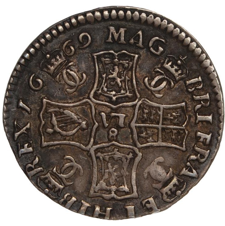 Scotland ½ Merk - Charles II 1st Coinage, Type II reverse