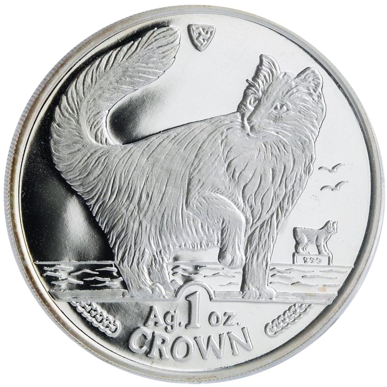 Isle of Man 1 Crown - Elizabeth II Norwegian Forest Cat; Silver