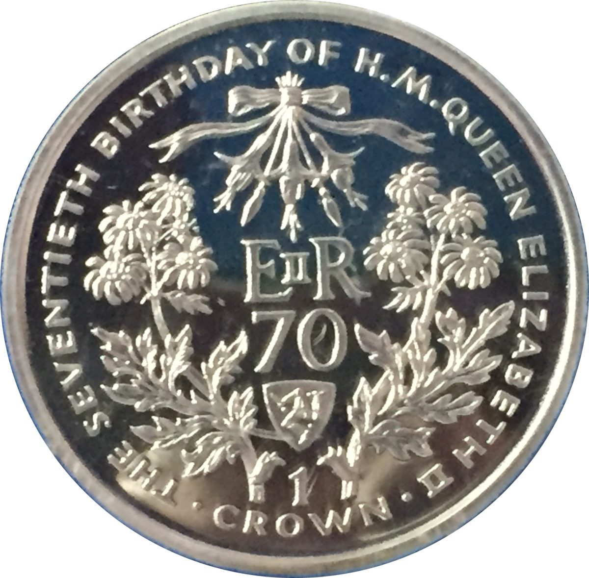 Isle of Man 1 Crown - Elizabeth II Queen Elizabeth's 70th Birthday reverse