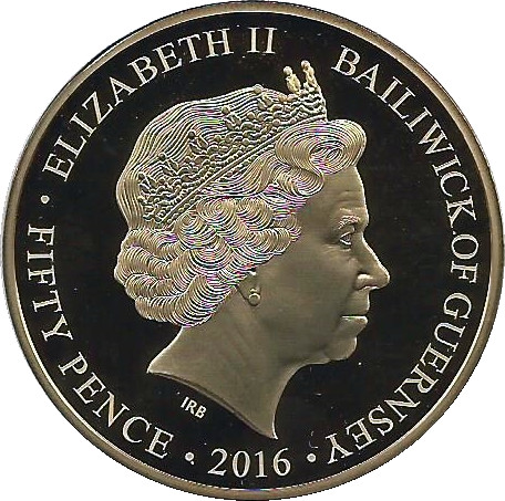Guernsey 50 Pence - Elizabeth II Elizabeth II pictured in 1943 obverse