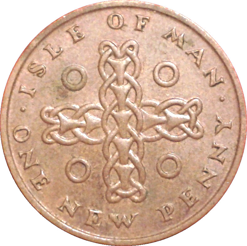 Isle of Man 1 New Penny - Elizabeth II Ring and celtic chain reverse