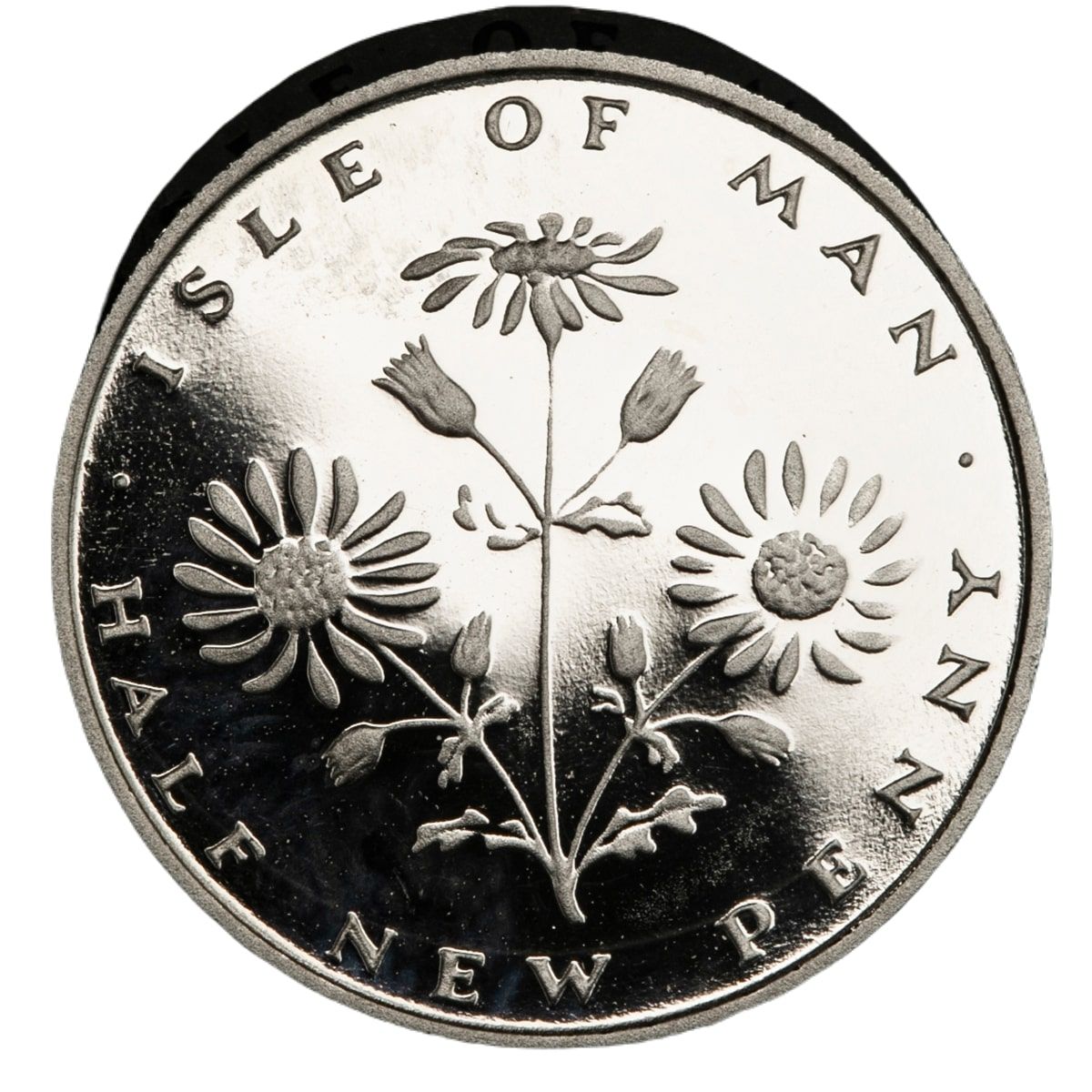 Isle of Man ½ New Penny - Elizabeth II Ragwort; Platinum reverse