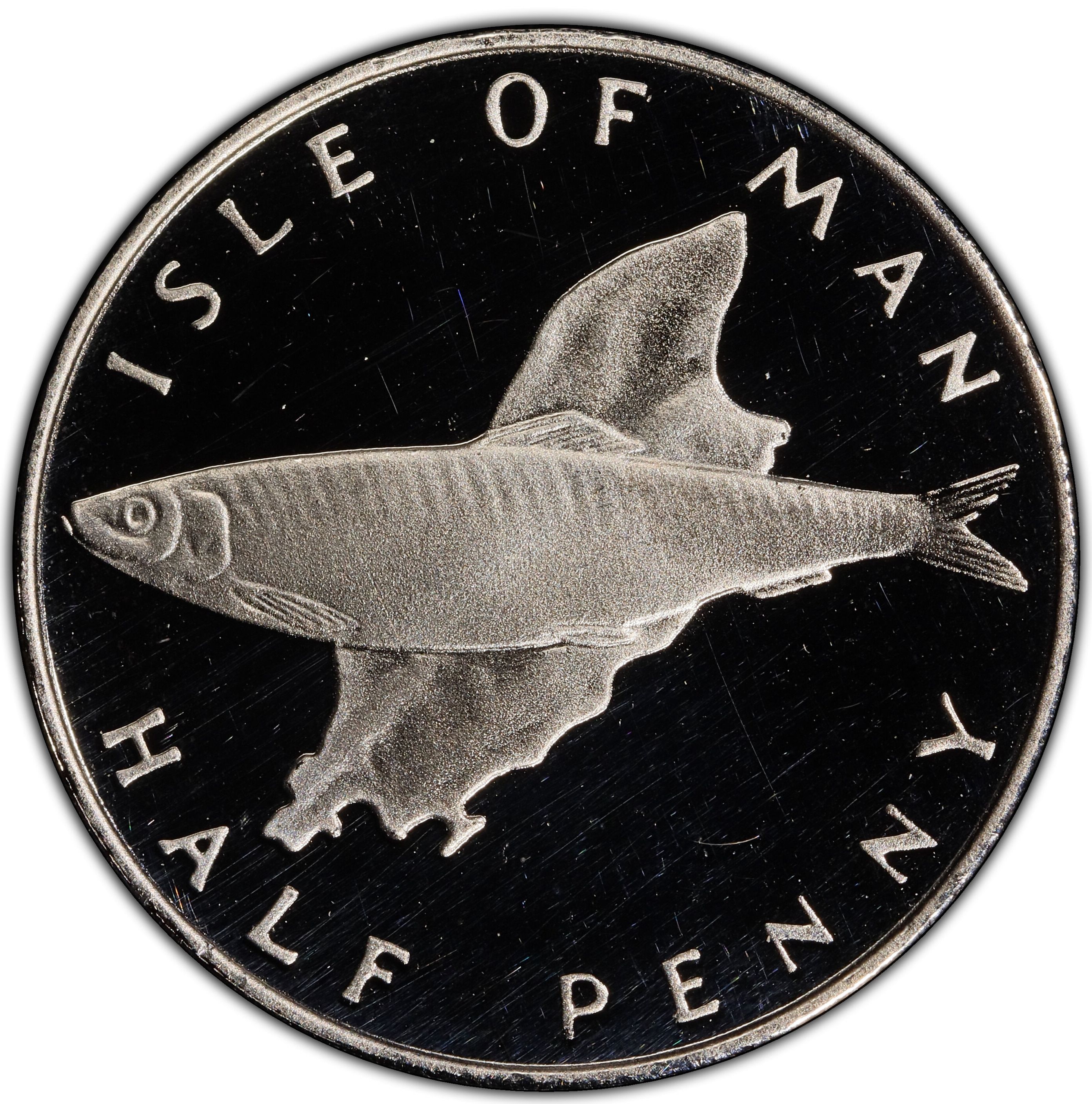 Isle of Man ½ Penny - Elizabeth II Herring; Platinum