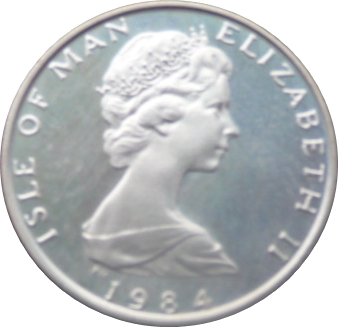 Isle of Man ½ Penny - Elizabeth II Fuchsia flower on shield; silver obverse