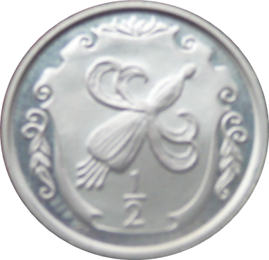 Isle of Man ½ Penny - Elizabeth II Fuchsia flower on shield; silver
