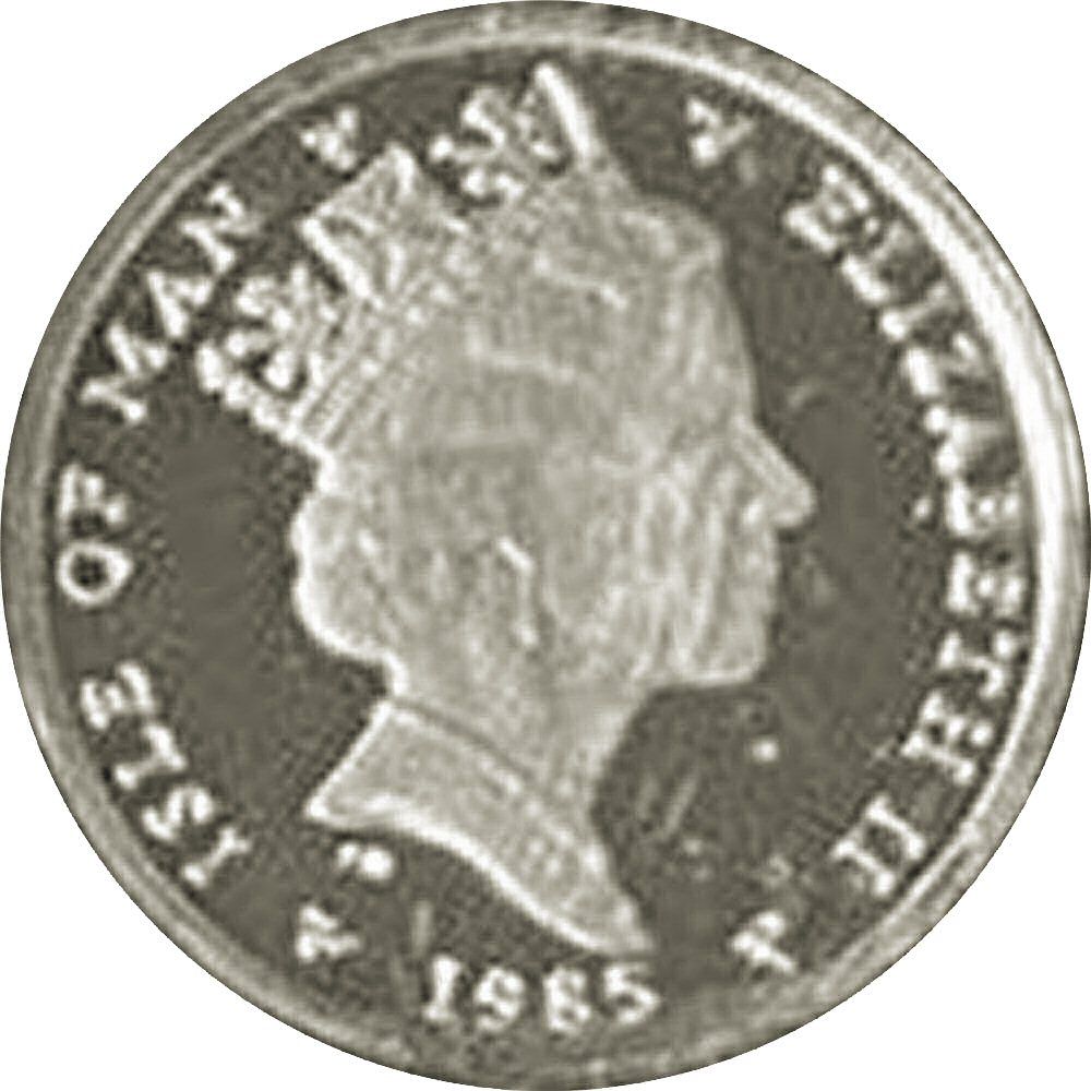 Isle of Man ½ Penny - Elizabeth II Fuchsia flower on shield; Year of Sport; silver obverse