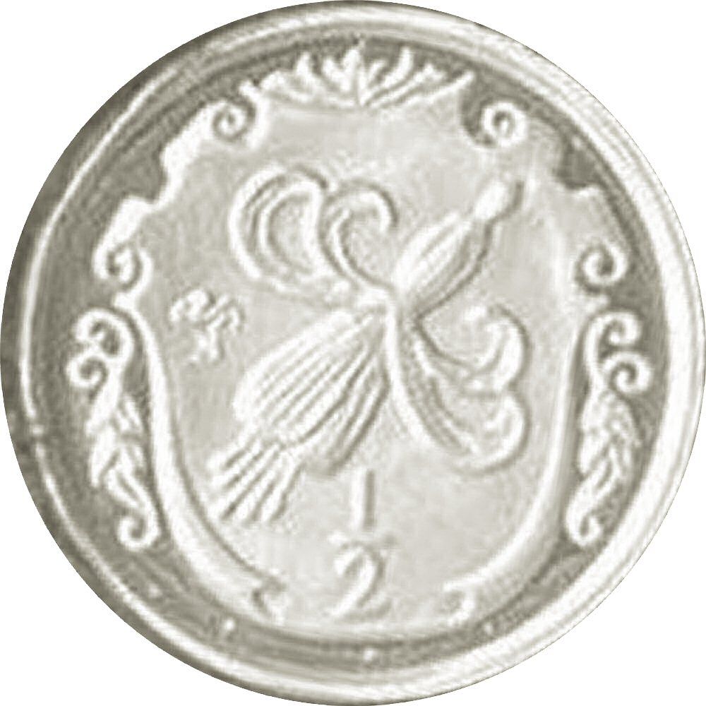 Isle of Man ½ Penny - Elizabeth II Fuchsia flower on shield; Year of Sport; silver