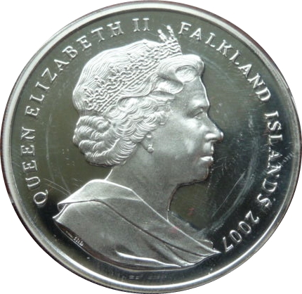 Falkland Islands 1 Crown - Elizabeth II Charles Darwin; Silver Proof Issue obverse