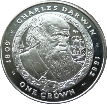 Falkland Islands 1 Crown - Elizabeth II Charles Darwin; Silver Proof Issue