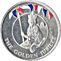 Falkland Islands 50 Pence - Elizabeth II Coronation; silver piedfort reverse
