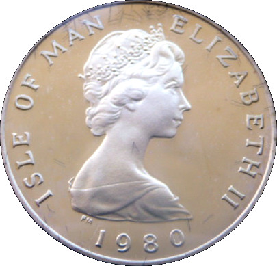 Isle of Man 1 Penny - Elizabeth II Manx cat; Silver 12ct obverse