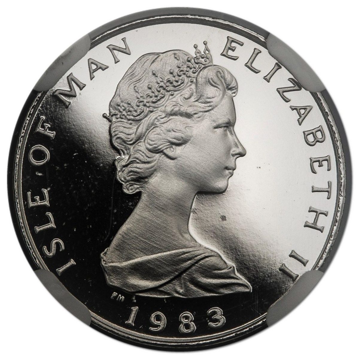 Isle of Man 1 Penny - Elizabeth II Manx cat; Platinum obverse