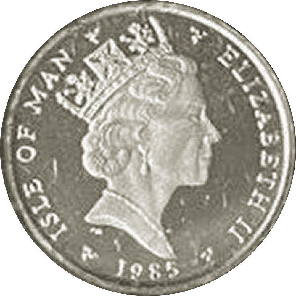 Isle of Man 1 Penny - Elizabeth II Shag; Silver obverse
