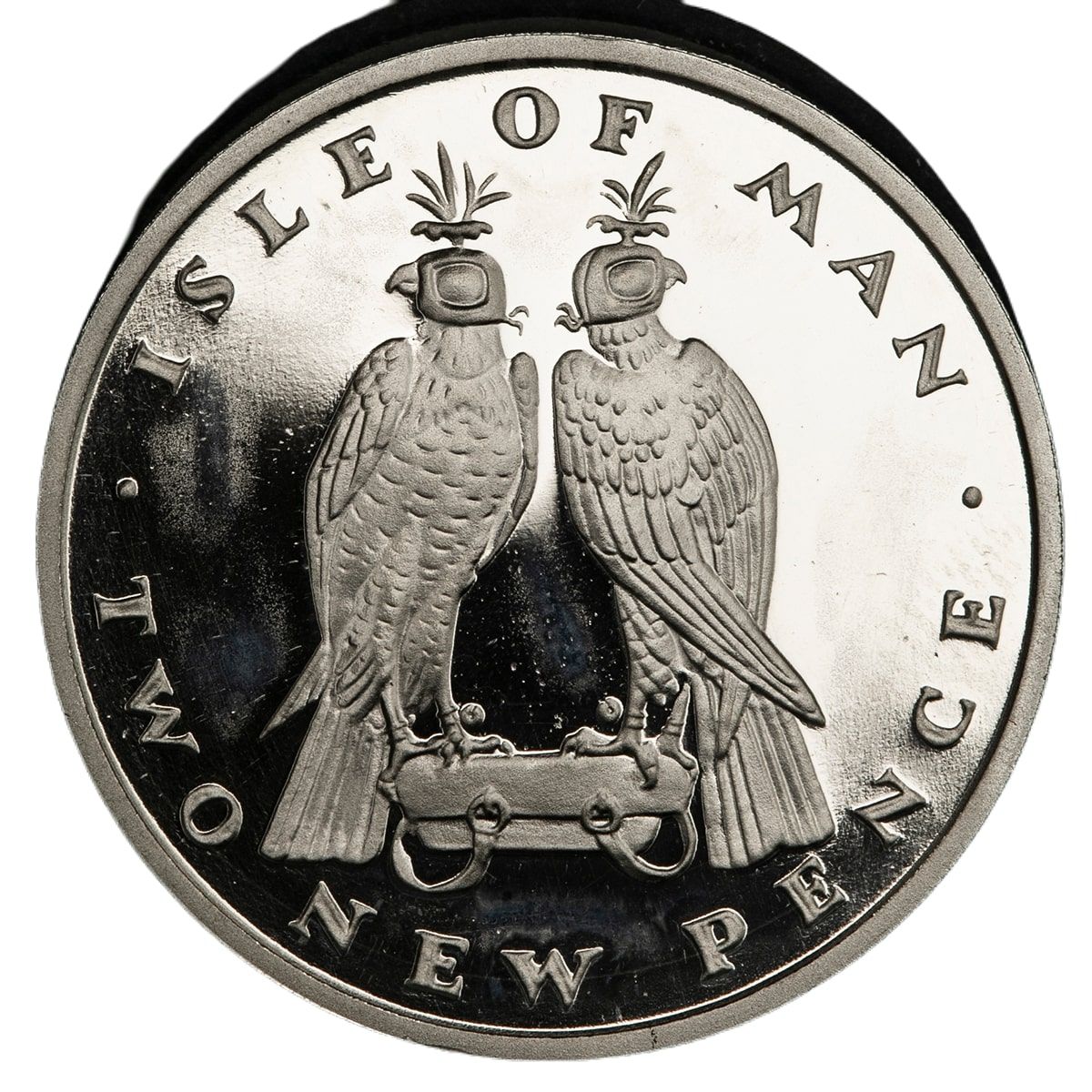 Isle of Man 2 New Pence - Elizabeth II Falcons; Platinum