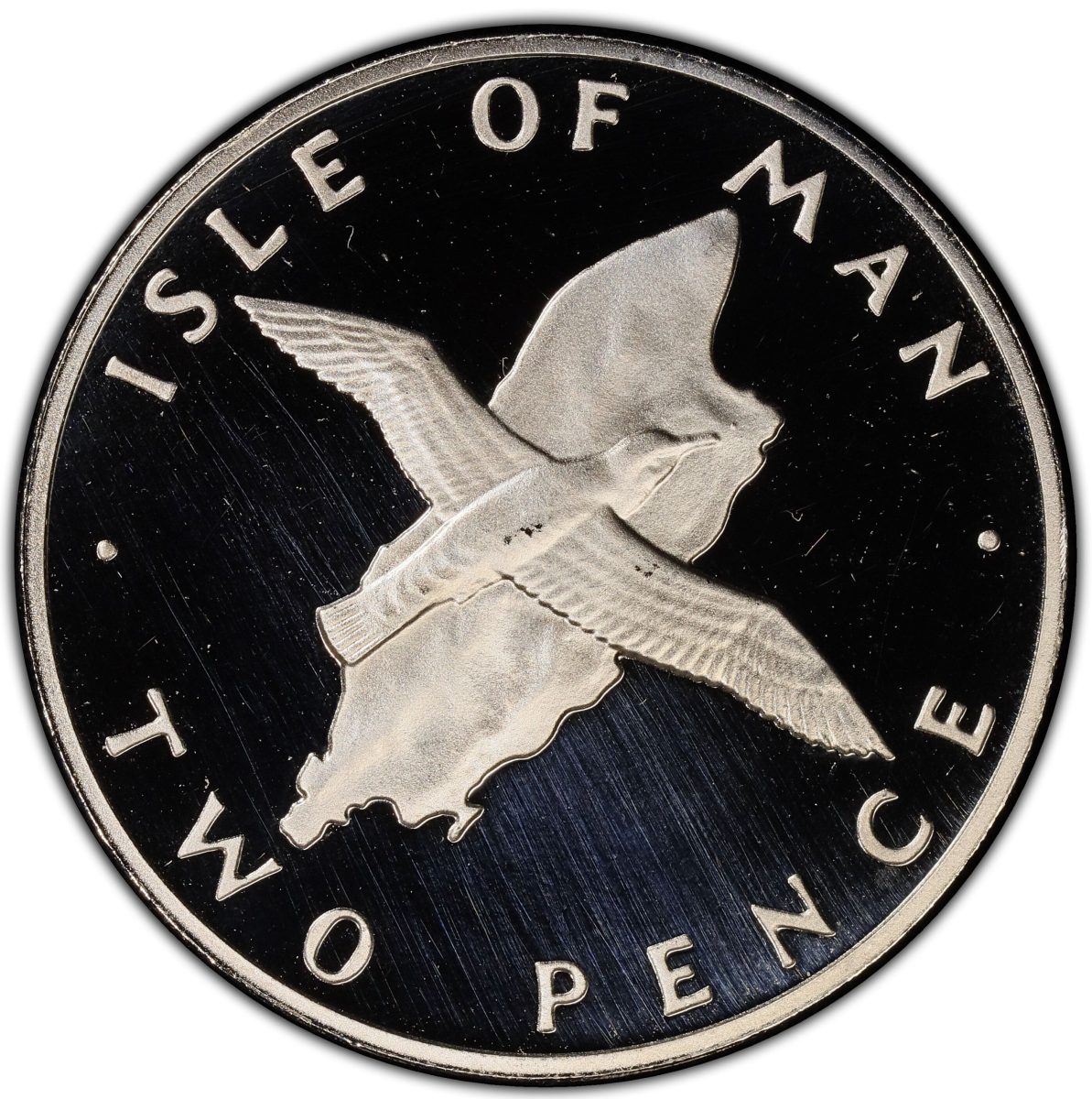 Isle of Man 2 Pence - Elizabeth II Shearwater; Platinum reverse