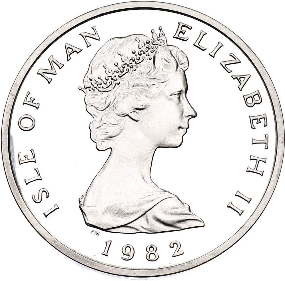 Isle of Man 2 Pence - Elizabeth II Red-Billed Chough; Silver obverse