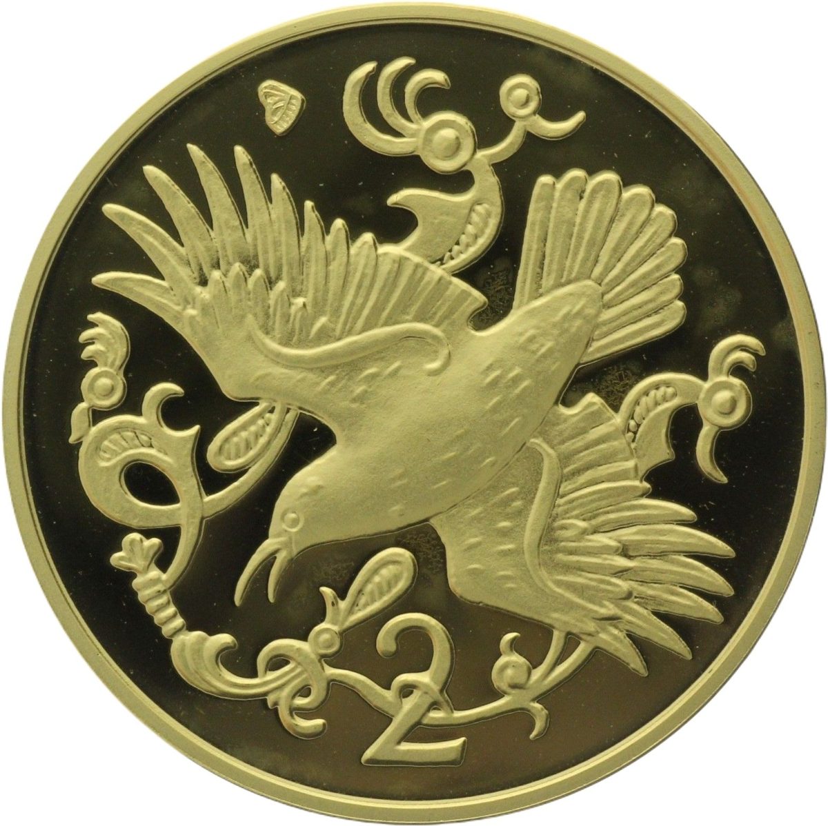 Isle of Man 2 Pence - Elizabeth II Red-Billed Chough; Gold