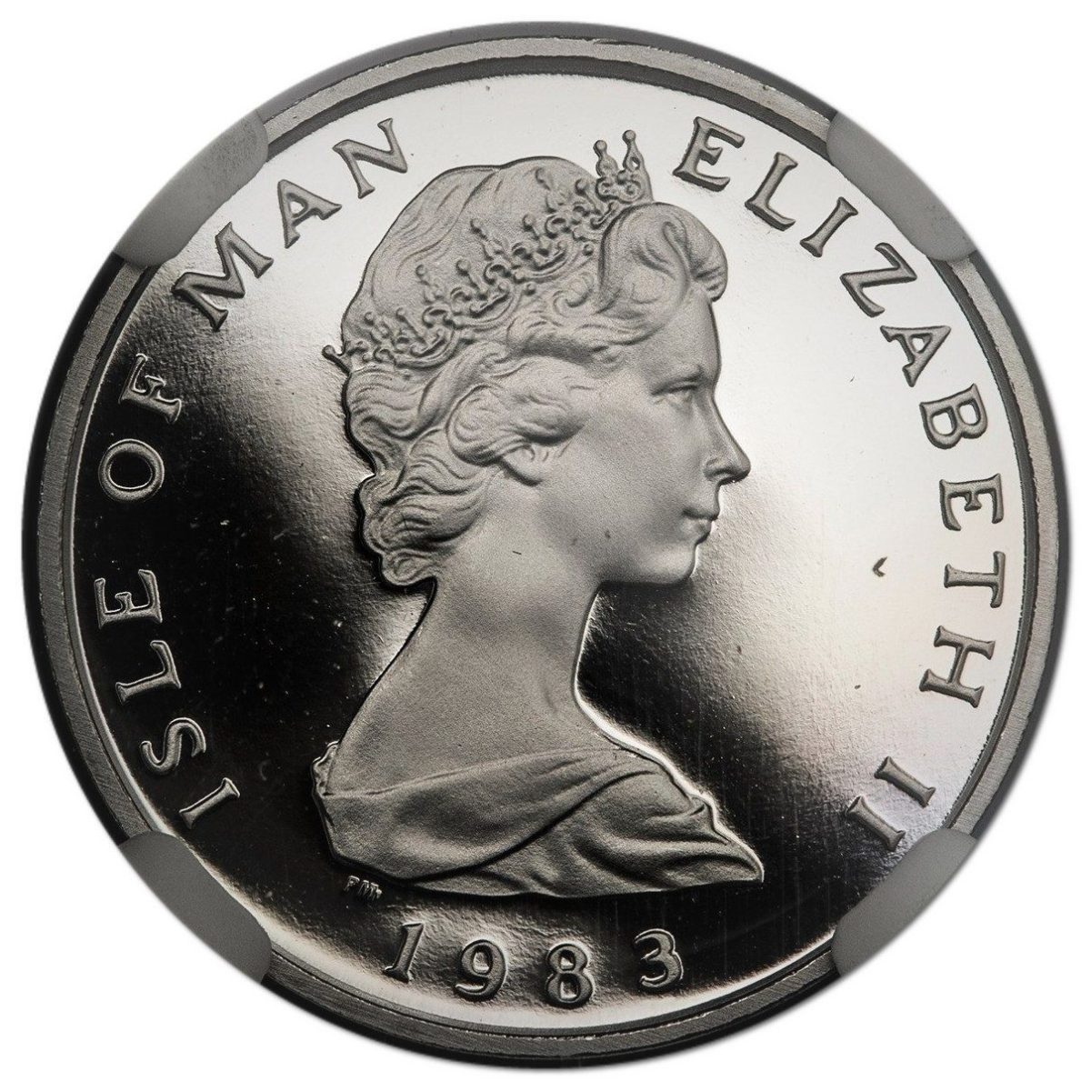 Isle of Man 2 Pence - Elizabeth II Red-Billed Chough; Platinum obverse
