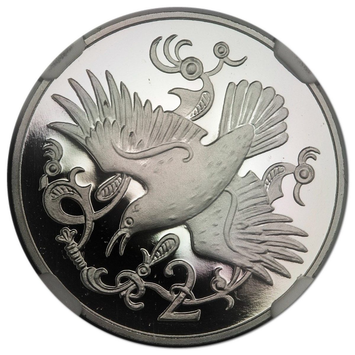 Isle of Man 2 Pence - Elizabeth II Red-Billed Chough; Platinum