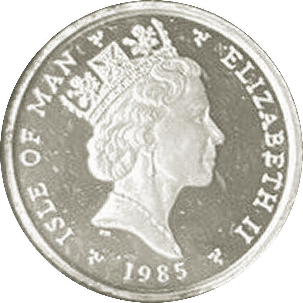 Isle of Man 2 Pence - Elizabeth II Peregrine Falcon; Silver obverse
