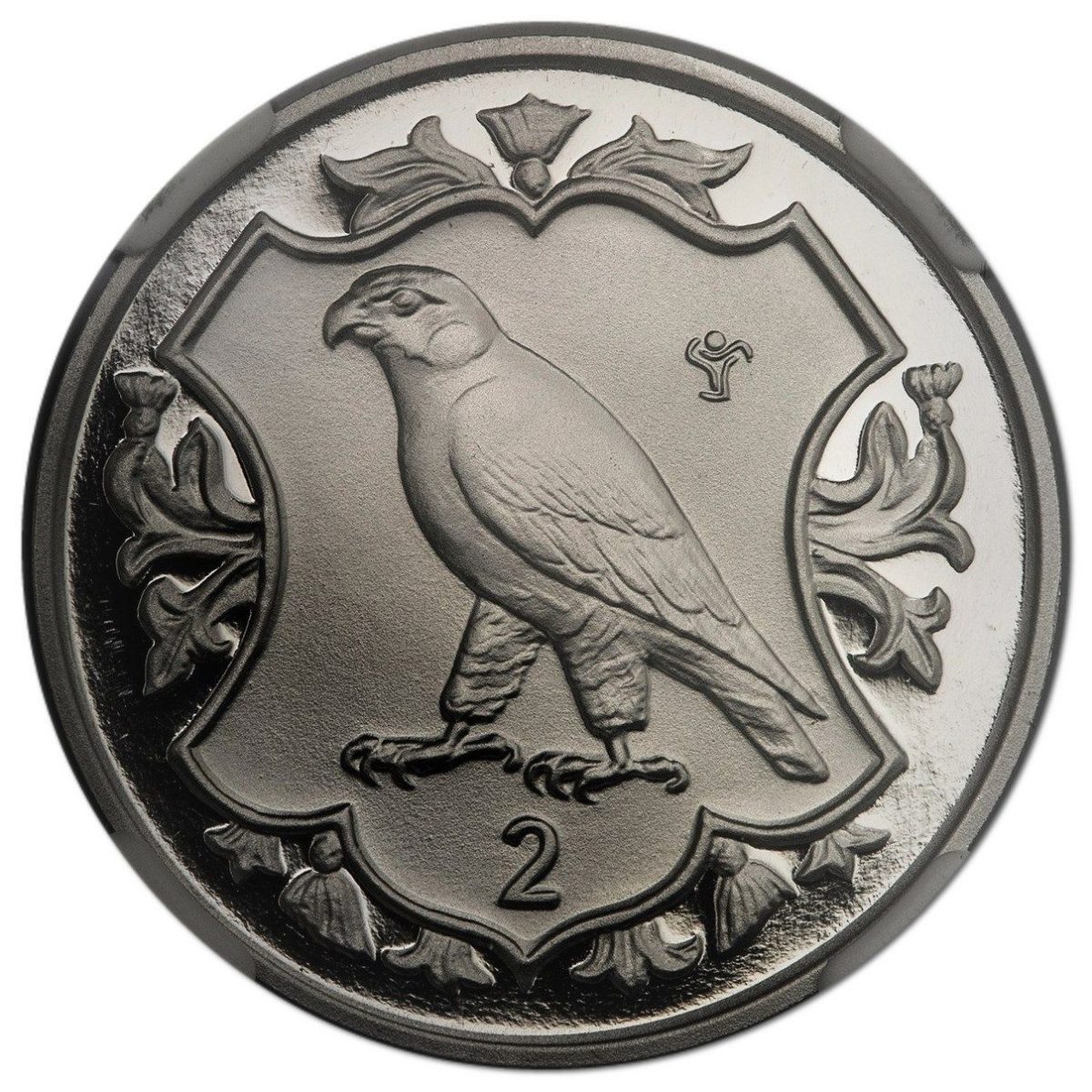 Isle of Man 2 Pence - Elizabeth II Peregrine Falcon; Platinum Proof
