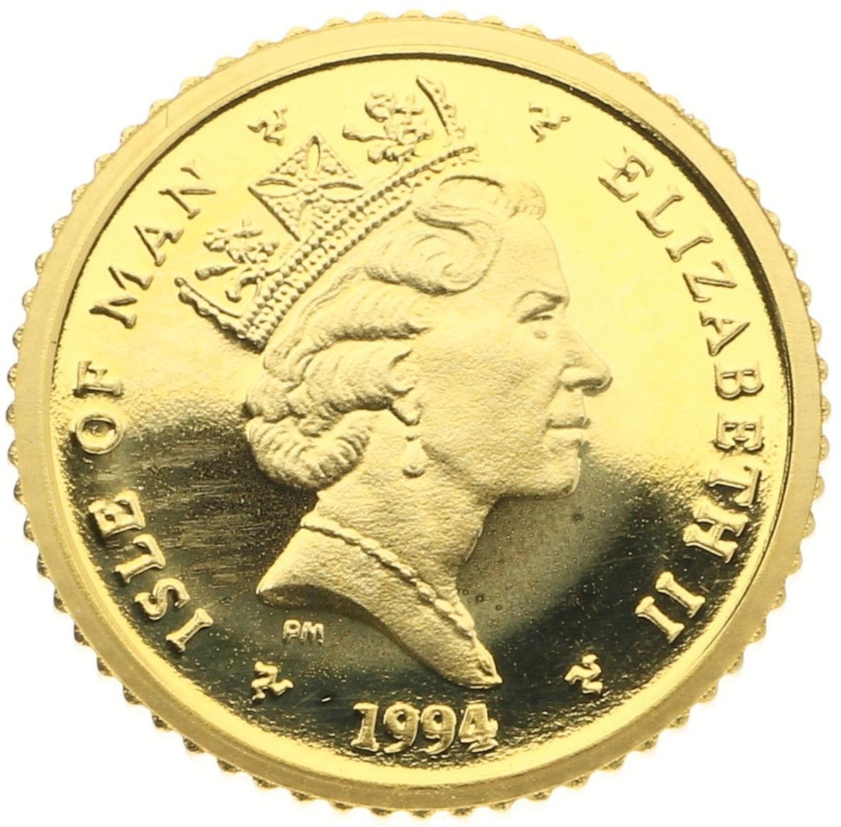 Isle of Man 5 Pence - Elizabeth II Golf ball and clubs; Gold obverse