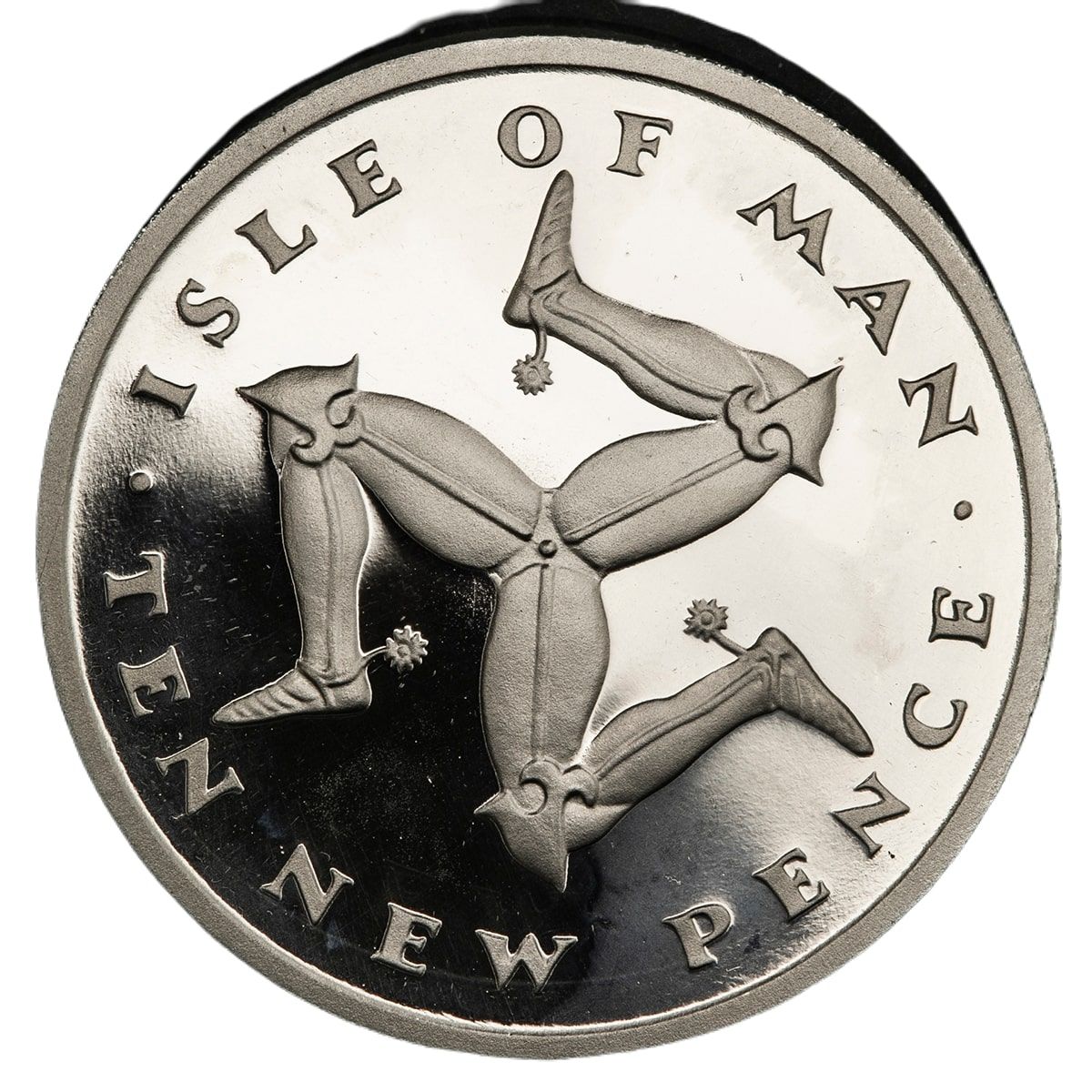 Isle of Man 10 New Pence - Elizabeth II Three Legs of Man; Platinum reverse