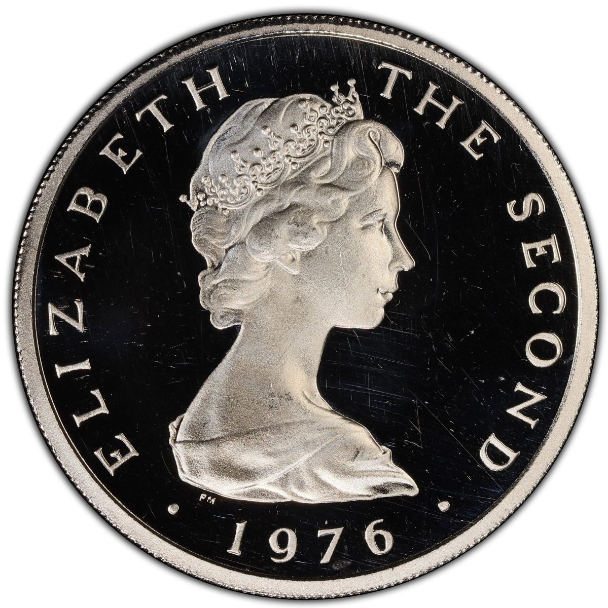 Isle of Man 10 Pence - Elizabeth II Triskelion on map; Platinum obverse