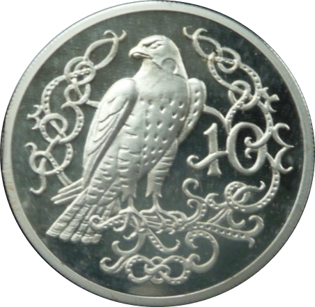 Isle of Man 10 Pence - Elizabeth II Falcon; Silver 12ct