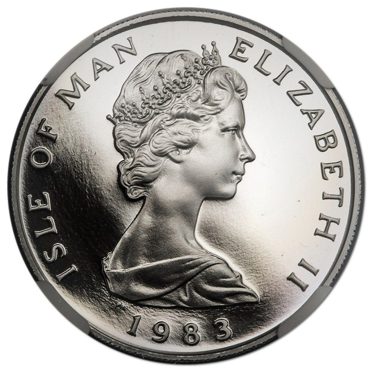 Isle of Man 10 Pence - Elizabeth II Falcon; Platinum obverse