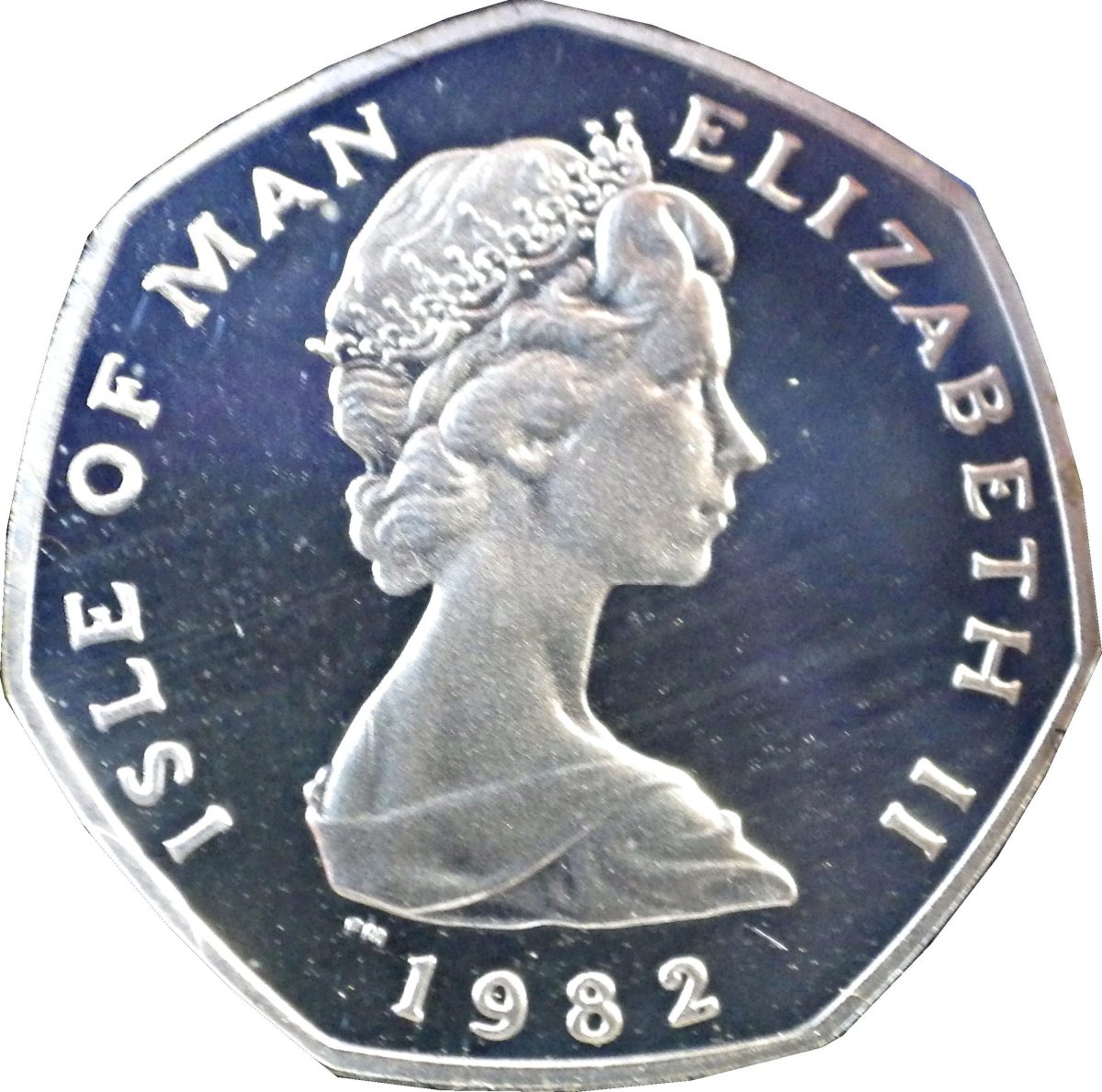Isle of Man 20 Pence - Elizabeth II Viking Arms and Armour; Silver obverse