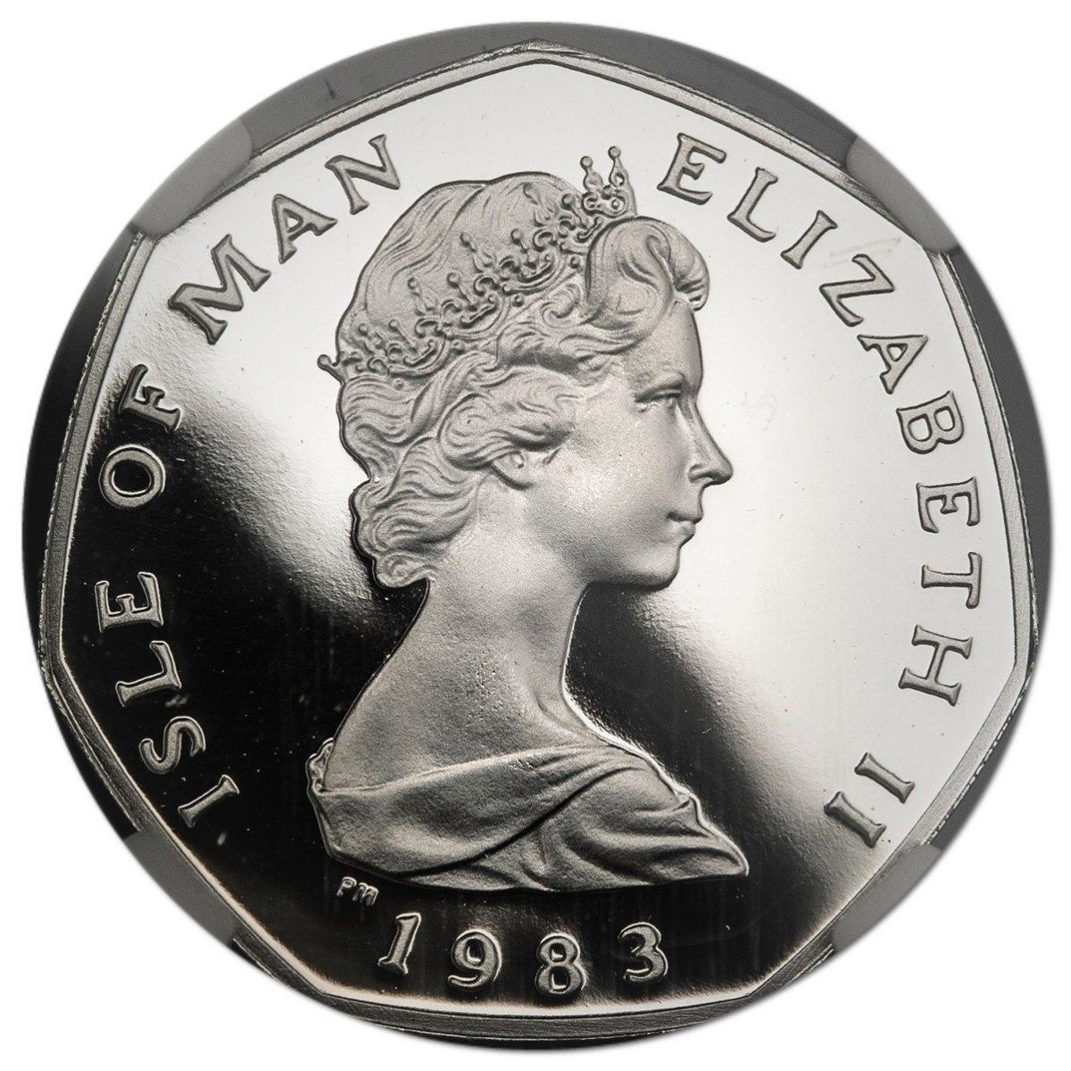 Isle of Man 20 Pence - Elizabeth II Viking Arms and Armour; Platinum obverse