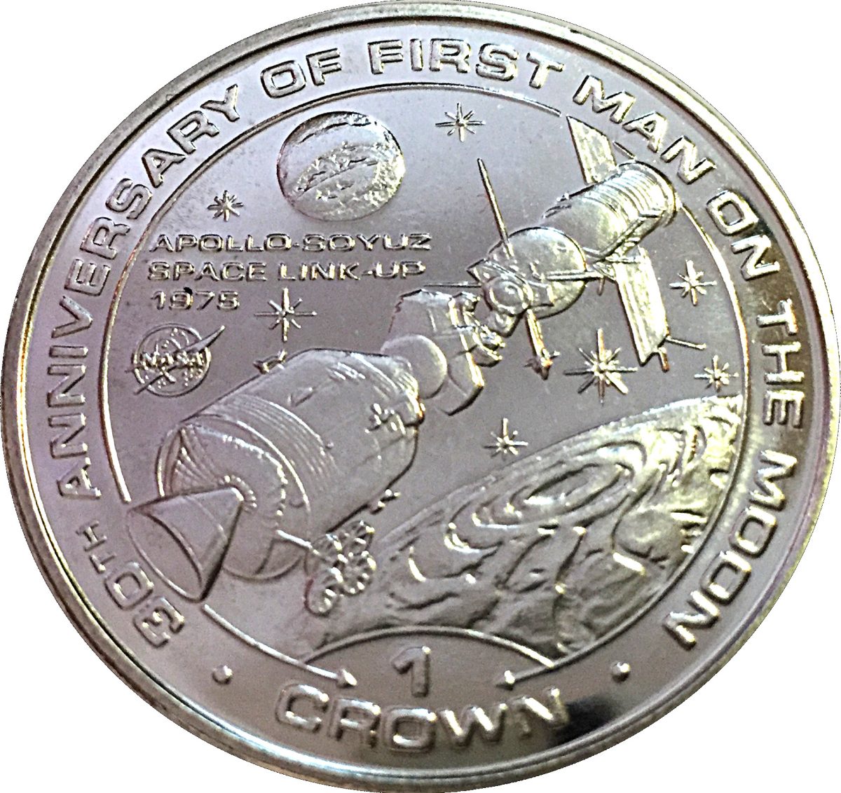 Isle of Man 1 Crown - Elizabeth II 30th Anniversary of First Man on the Moon