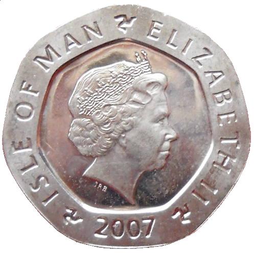 Isle of Man 20 Pence - Elizabeth II Castle Rushen Clock obverse