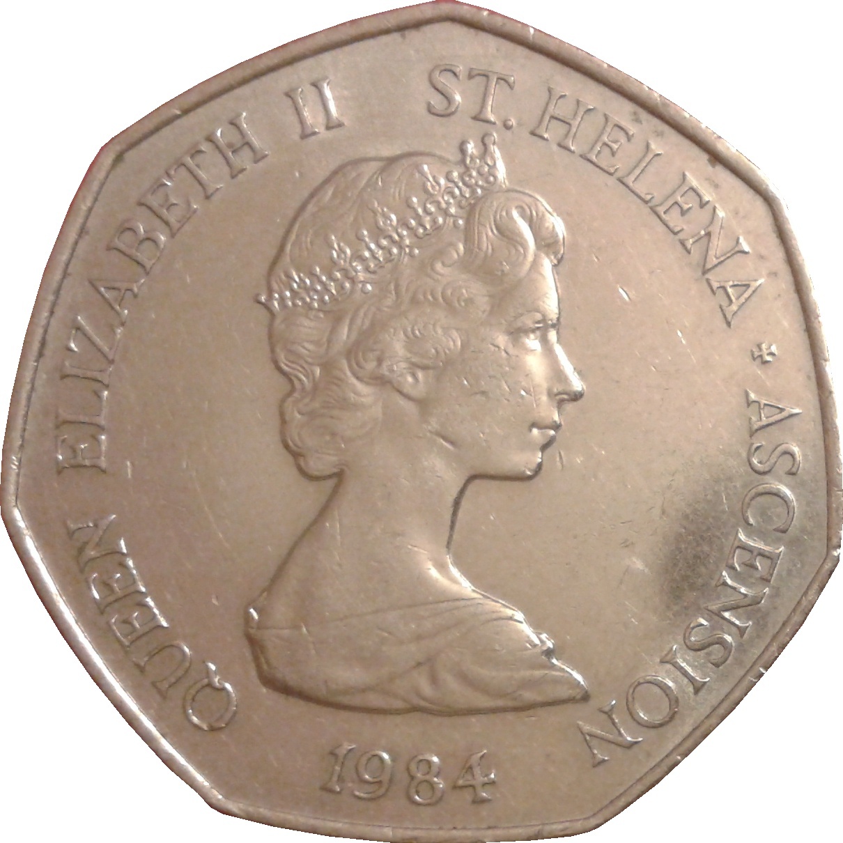 Saint Helena and Ascension 50 Pence - Elizabeth II 2nd portrait; large type obverse