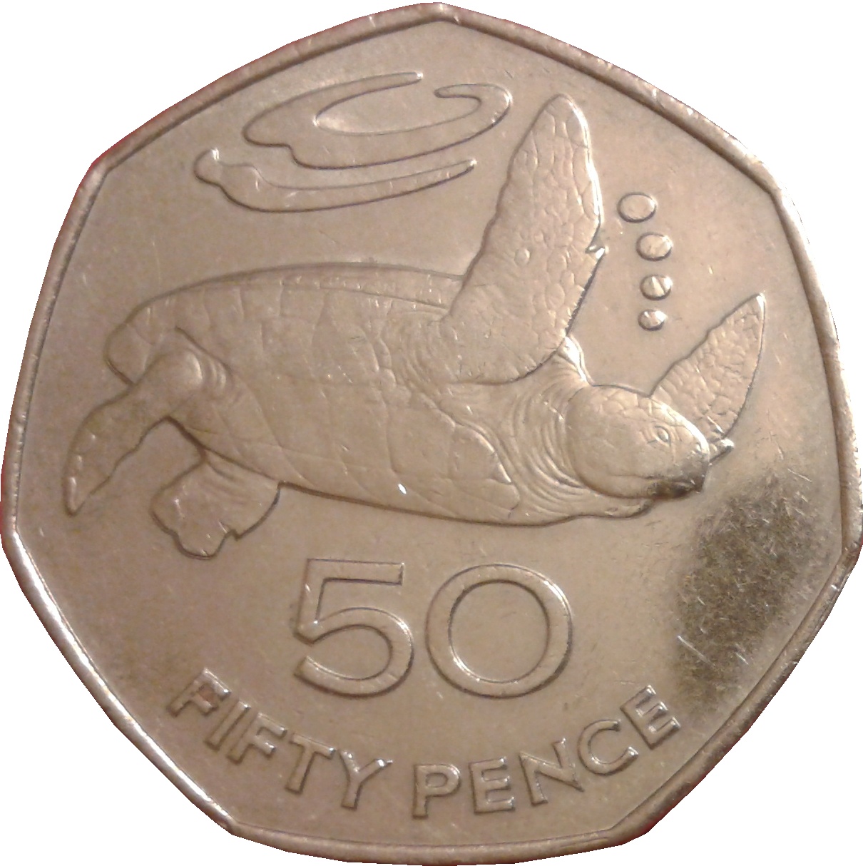 Saint Helena and Ascension 50 Pence - Elizabeth II 2nd portrait; large type