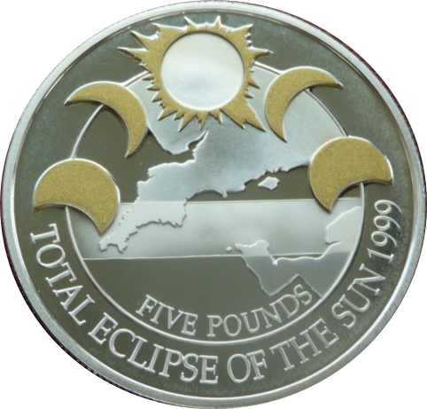 Alderney 5 Pounds - Elizabeth II Total Eclipse of the Sun; Silver Proof