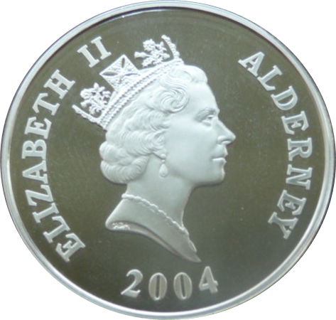 Alderney 5 Pounds - Elizabeth II Branch Line; Silver Proof obverse