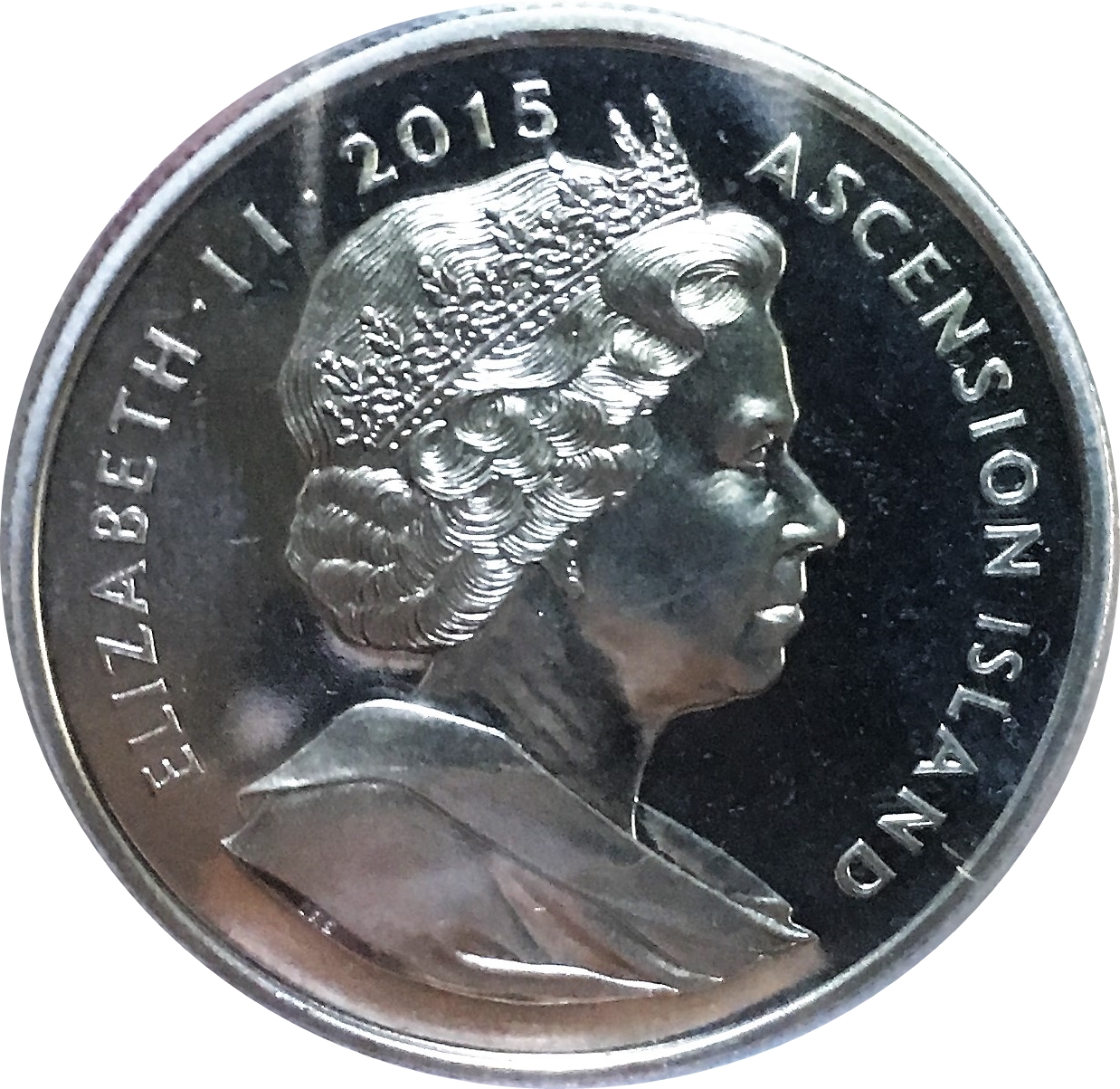 Ascension Island 1 Crown - Elizabeth II 275th Anniversary Composition Rule Britannia obverse